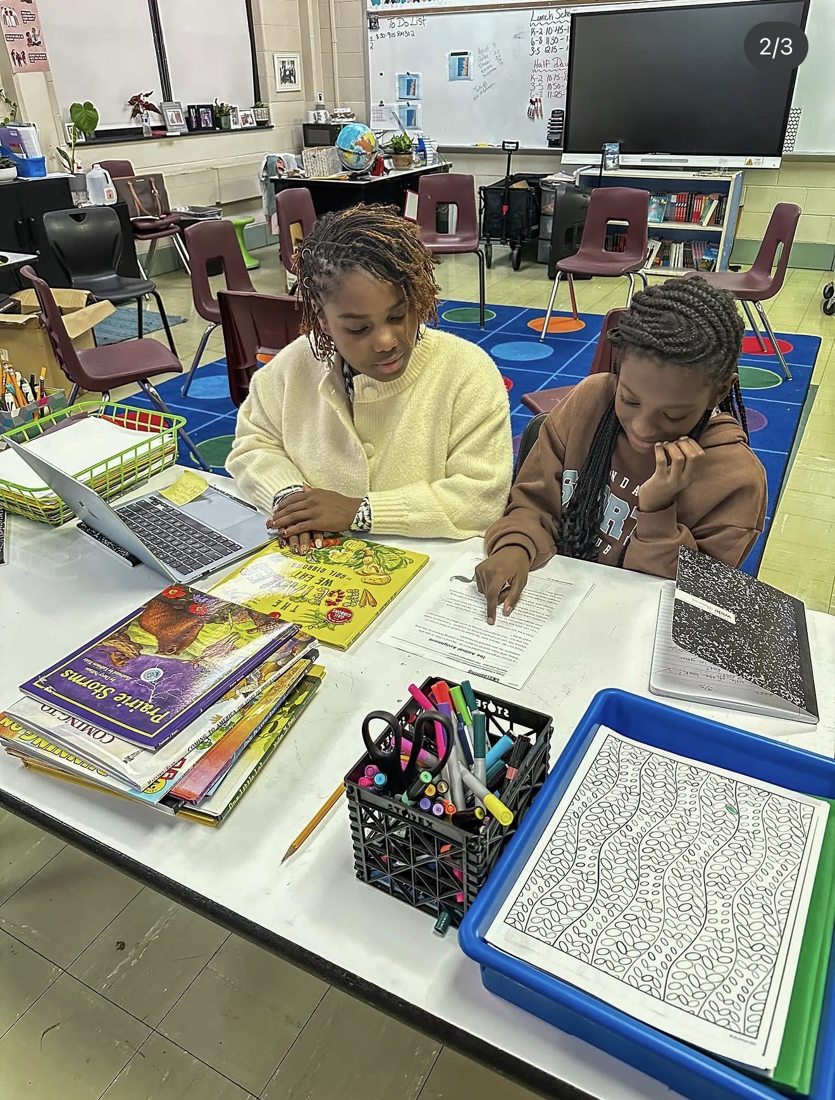 Students engaged in reading activities